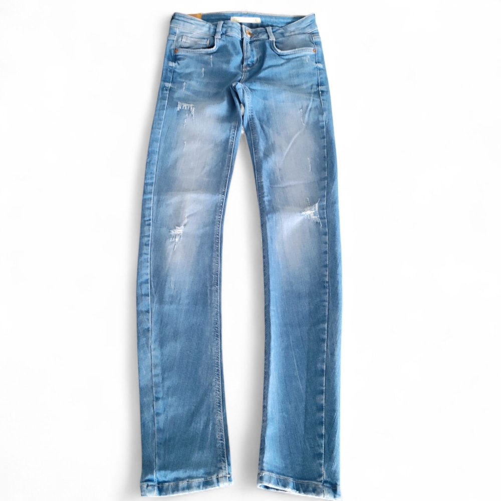 Zara Skinny Jeans Womens Light Blue Wash Size 2 Straight Leg - Picture 4 of 12